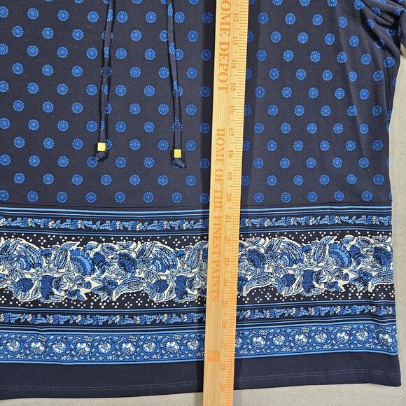 Michael Michael Kors Blouse Womens 2X Blue Office Career Church Keyhole Plus - Picture 8 of 9